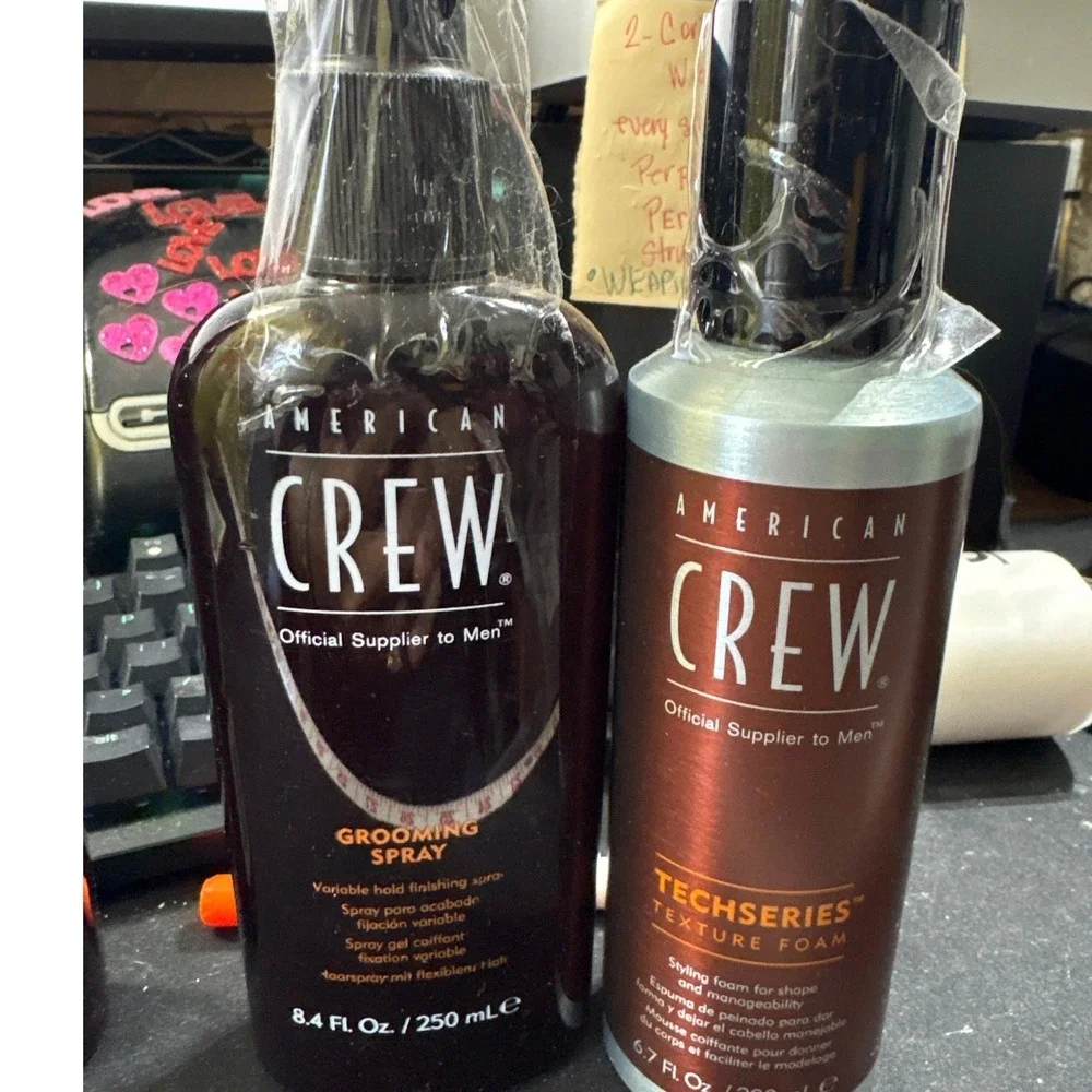American Crew Grooming Spray 8.4oz and Techseries Texture Foam 6.7oz Styling Set